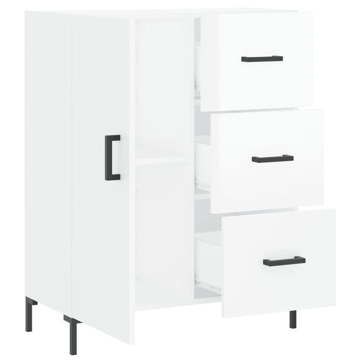 Buffet Blanc brillant 69,5x34x90 cm Bois d'ingénierie - Photo n°6