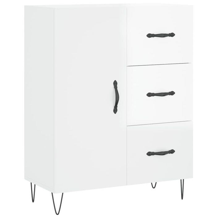 Buffet Blanc brillant 69,5x34x90 cm Bois d'ingénierie - Photo n°1