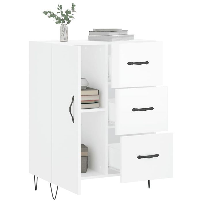 Buffet Blanc brillant 69,5x34x90 cm Bois d'ingénierie - Photo n°4