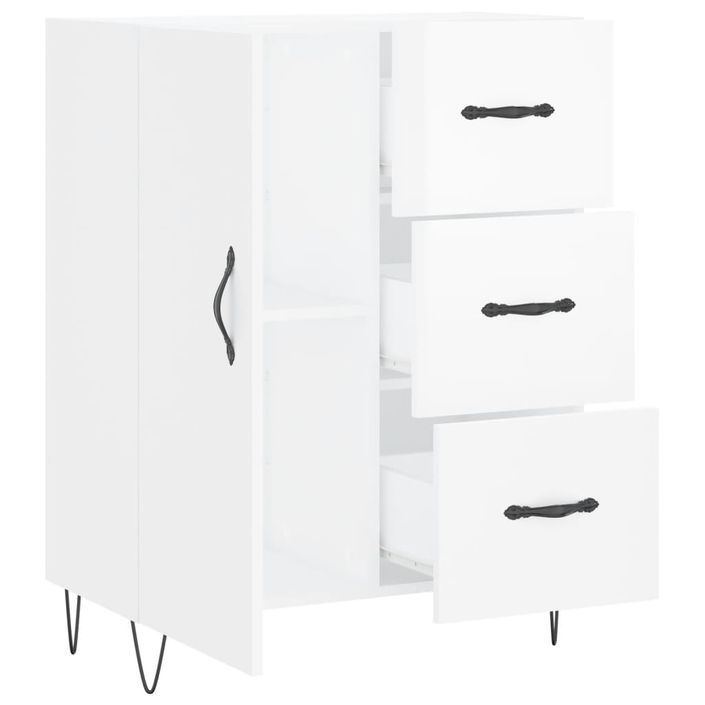 Buffet Blanc brillant 69,5x34x90 cm Bois d'ingénierie - Photo n°6