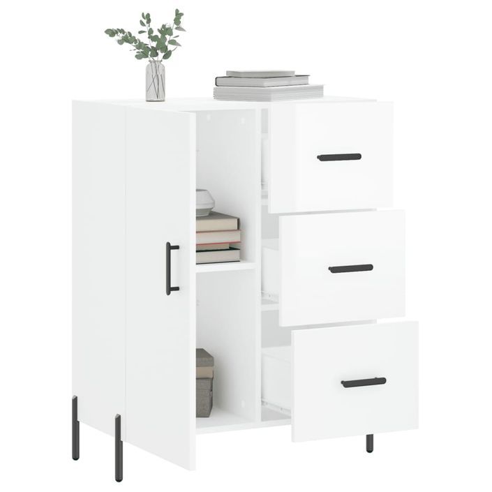 Buffet Blanc brillant 69,5x34x90 cm Bois d'ingénierie - Photo n°4