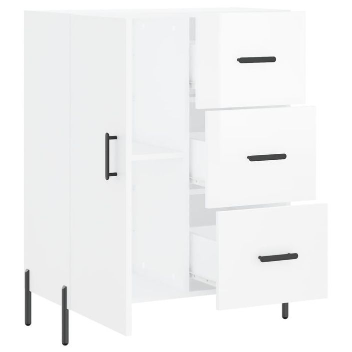 Buffet Blanc brillant 69,5x34x90 cm Bois d'ingénierie - Photo n°6