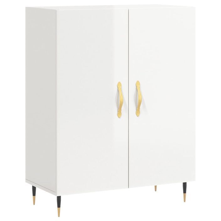 Buffet Blanc brillant 69,5x34x90 cm Bois d'ingénierie - Photo n°1