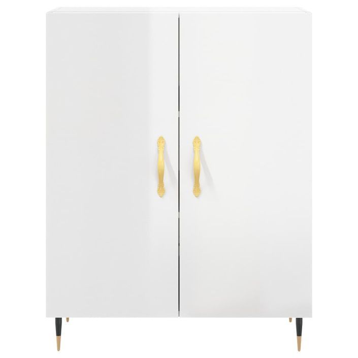 Buffet Blanc brillant 69,5x34x90 cm Bois d'ingénierie - Photo n°5