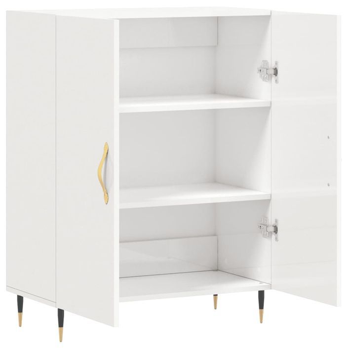 Buffet Blanc brillant 69,5x34x90 cm Bois d'ingénierie - Photo n°6