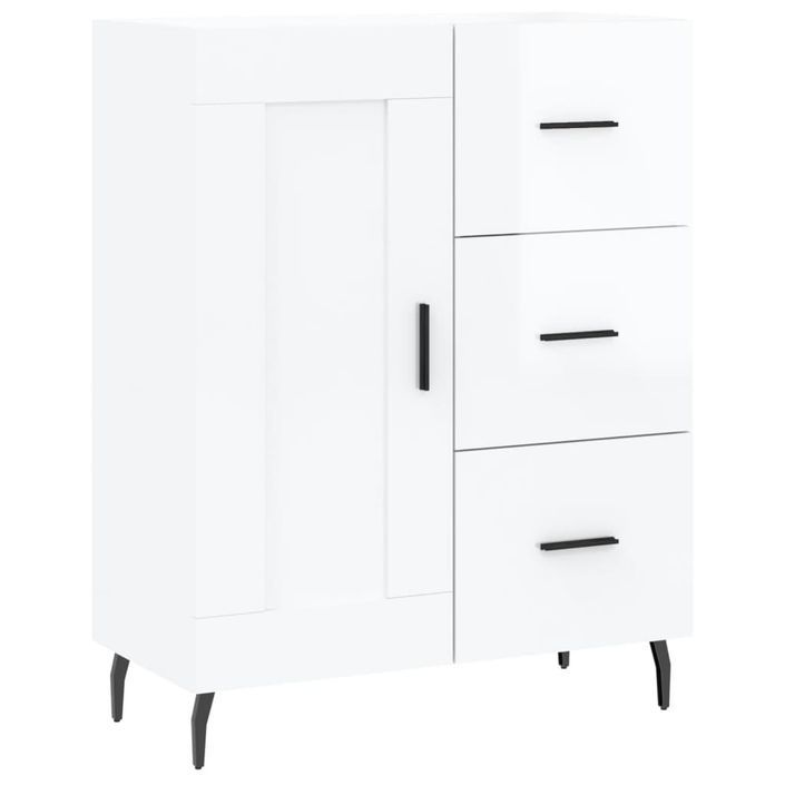 Buffet Blanc brillant 69,5x34x90 cm Bois d'ingénierie - Photo n°1