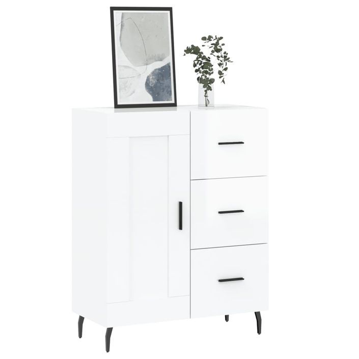 Buffet Blanc brillant 69,5x34x90 cm Bois d'ingénierie - Photo n°3