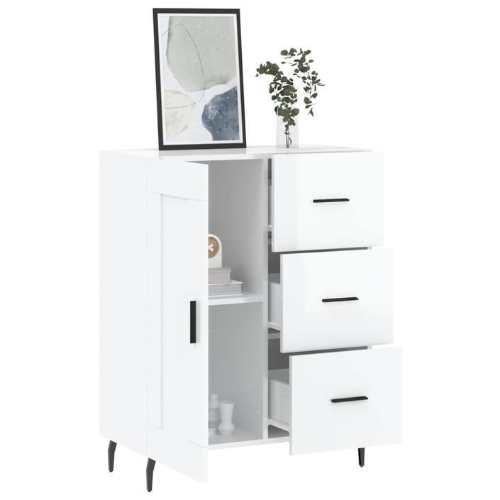 Buffet Blanc brillant 69,5x34x90 cm Bois d'ingénierie - Photo n°4