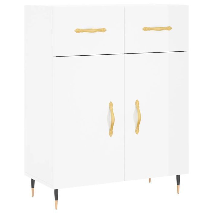 Buffet Blanc brillant 69,5x34x90 cm Bois d'ingénierie - Photo n°1