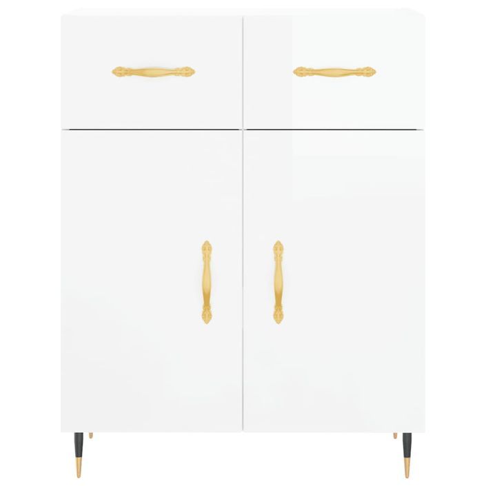 Buffet Blanc brillant 69,5x34x90 cm Bois d'ingénierie - Photo n°6