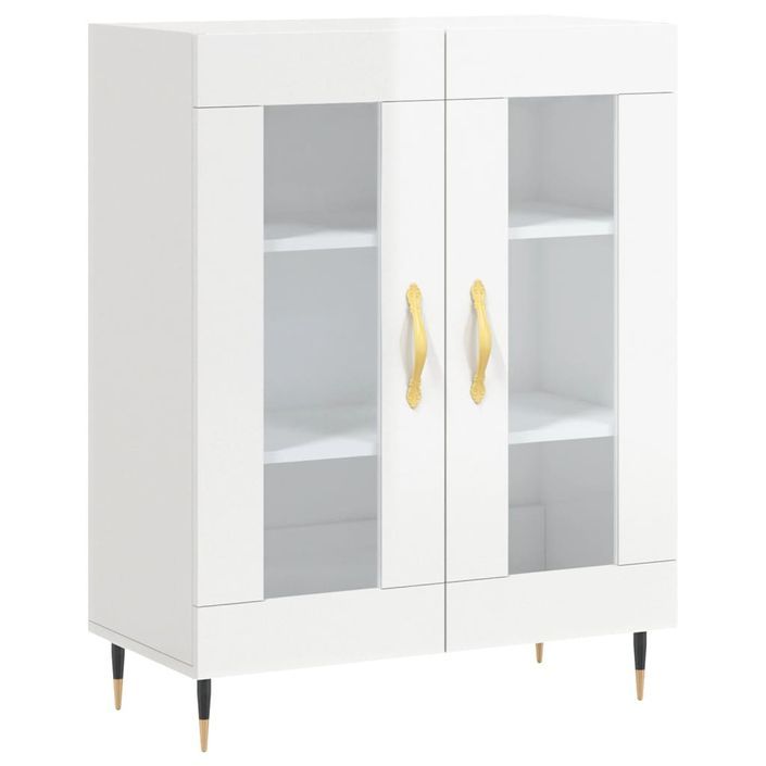 Buffet Blanc brillant 69,5x34x90 cm Bois d'ingénierie - Photo n°1