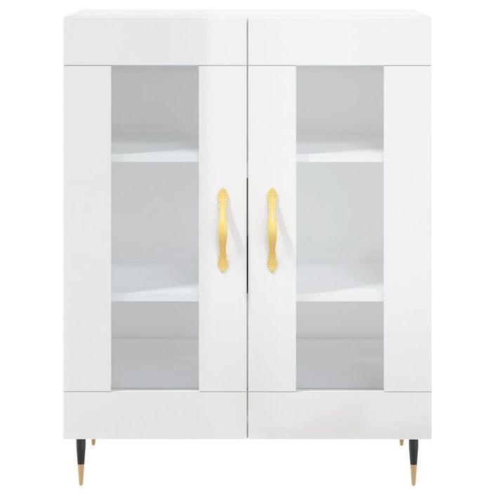 Buffet Blanc brillant 69,5x34x90 cm Bois d'ingénierie - Photo n°5