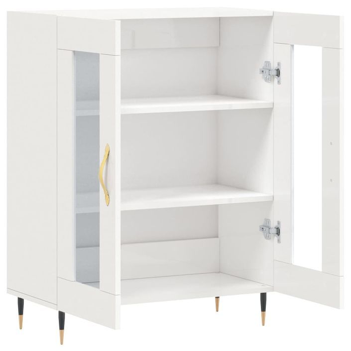 Buffet Blanc brillant 69,5x34x90 cm Bois d'ingénierie - Photo n°6