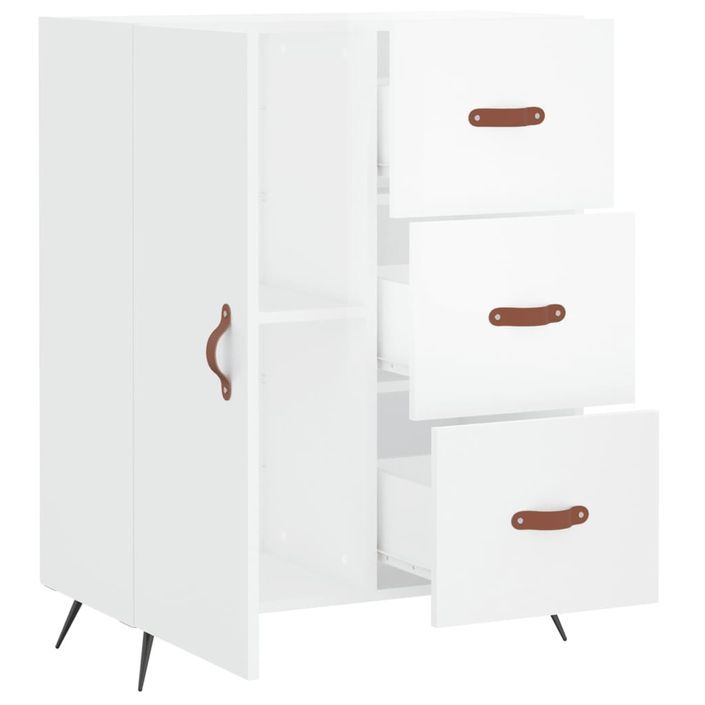 Buffet Blanc brillant 69,5x34x90 cm Bois d'ingénierie - Photo n°6