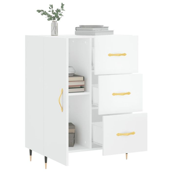 Buffet Blanc brillant 69,5x34x90 cm Bois d'ingénierie - Photo n°4