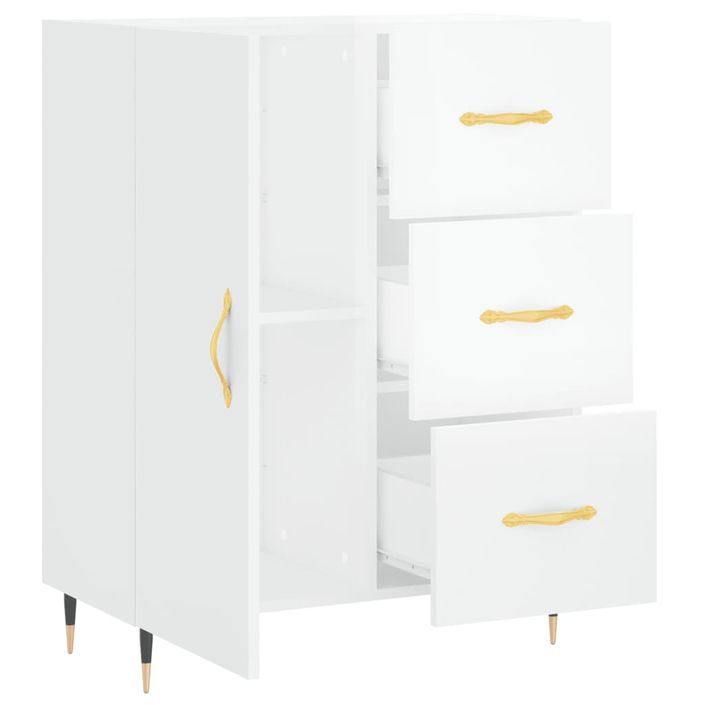 Buffet Blanc brillant 69,5x34x90 cm Bois d'ingénierie - Photo n°6