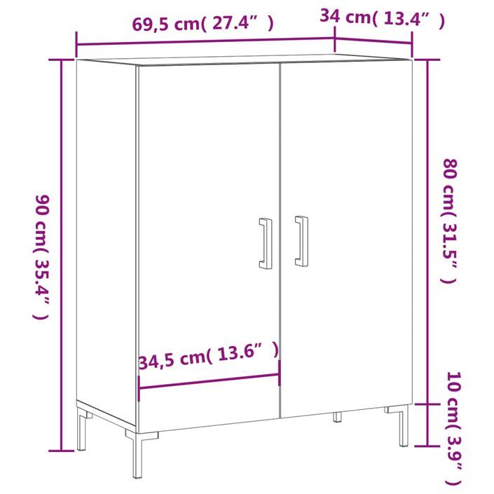 Buffet Blanc brillant 69,5x34x90 cm Bois d'ingénierie - Photo n°12