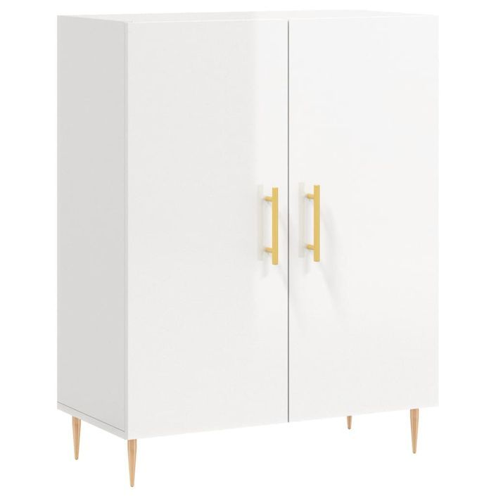 Buffet Blanc brillant 69,5x34x90 cm Bois d'ingénierie - Photo n°1