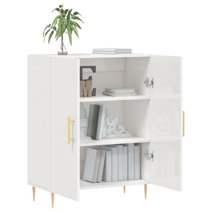 Buffet Blanc brillant 69,5x34x90 cm Bois d'ingénierie - Photo n°4