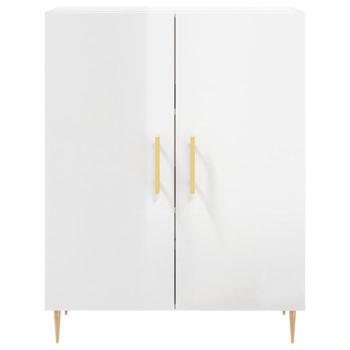 Buffet Blanc brillant 69,5x34x90 cm Bois d'ingénierie - Photo n°5