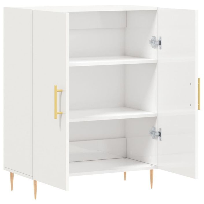 Buffet Blanc brillant 69,5x34x90 cm Bois d'ingénierie - Photo n°6