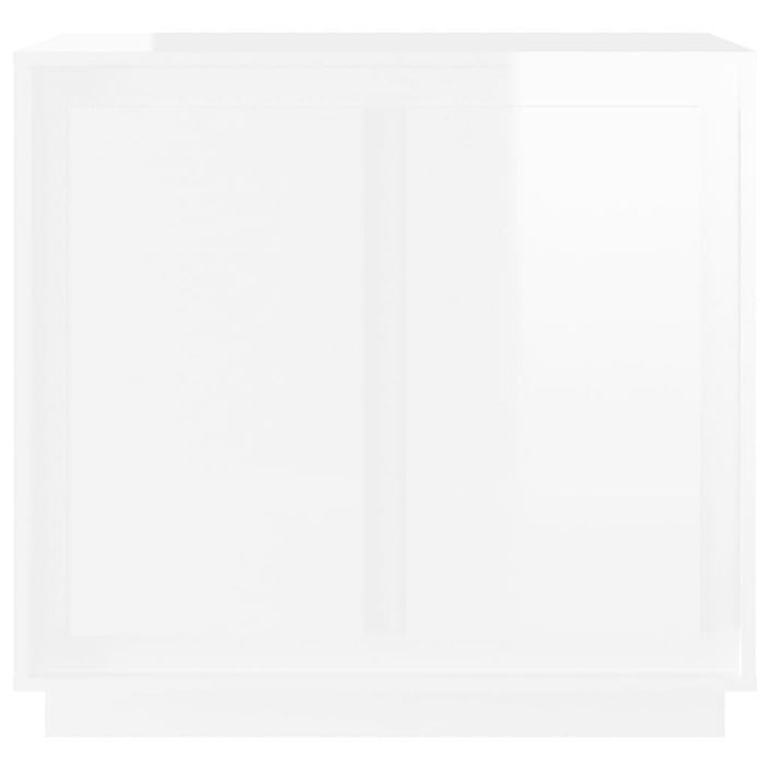 Buffet blanc brillant 80x34x75 cm bois d'ingénierie - Photo n°5