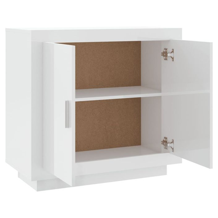 Buffet Blanc brillant 80x40x75 cm Bois d'ingénierie - Photo n°2