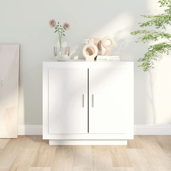 Buffet Blanc brillant 80x40x75 cm Bois d'ingénierie - Photo n°6