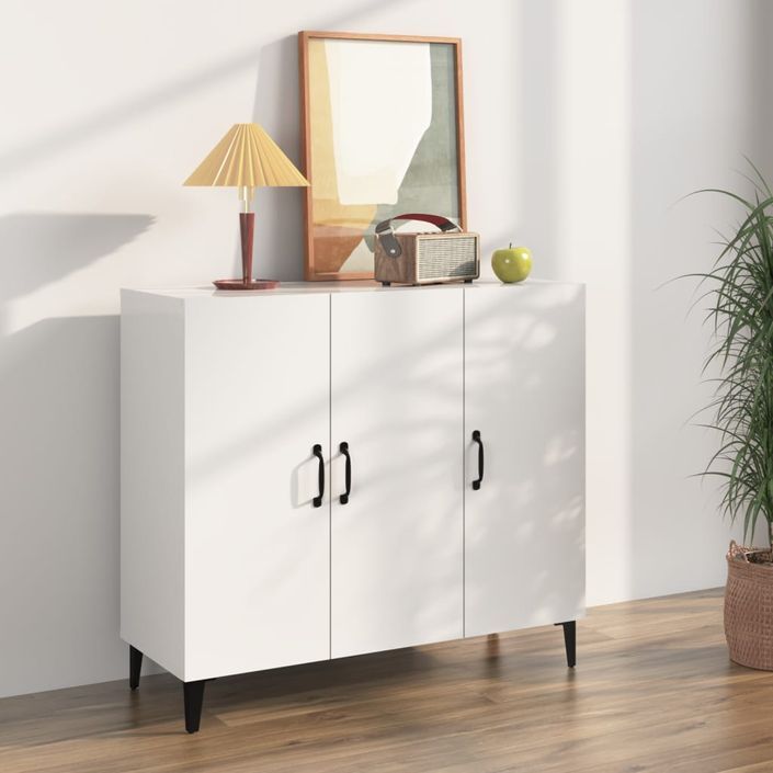 Buffet Blanc brillant 90x34x80 cm Bois d'ingénierie - Photo n°1