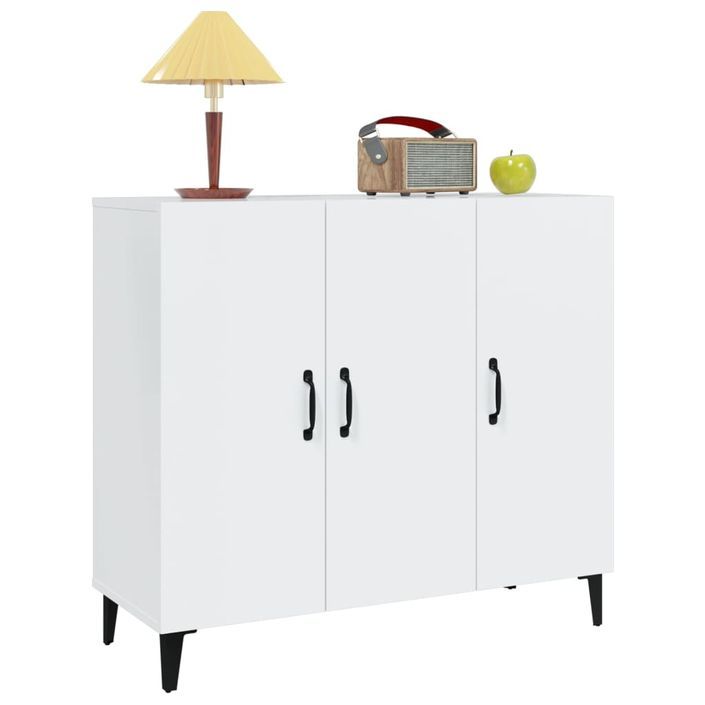 Buffet Blanc brillant 90x34x80 cm Bois d'ingénierie - Photo n°4