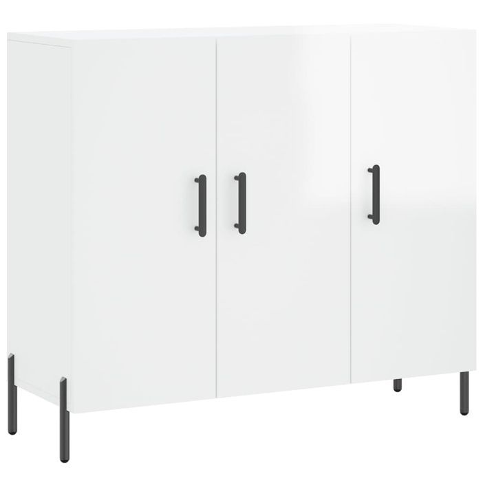 Buffet blanc brillant 90x34x80 cm bois d'ingénierie - Photo n°1