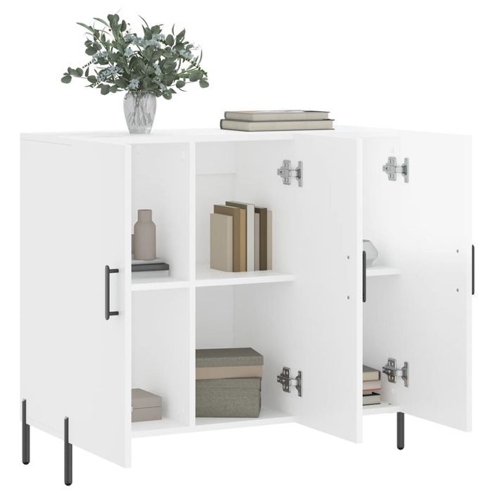 Buffet blanc brillant 90x34x80 cm bois d'ingénierie - Photo n°4