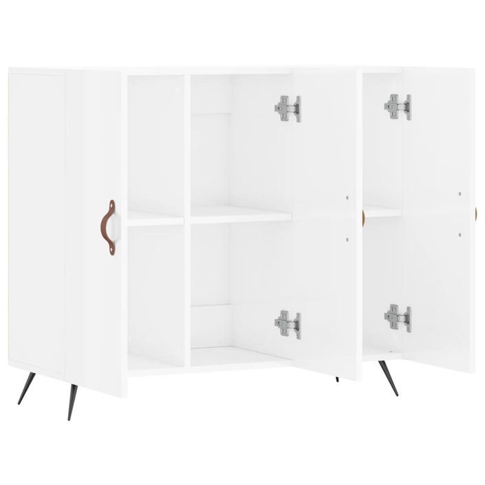 Buffet blanc brillant 90x34x80 cm bois d'ingénierie - Photo n°5