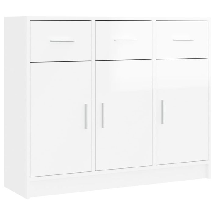 Buffet blanc brillant 91x28x75 cm bois d'ingénierie - Photo n°1