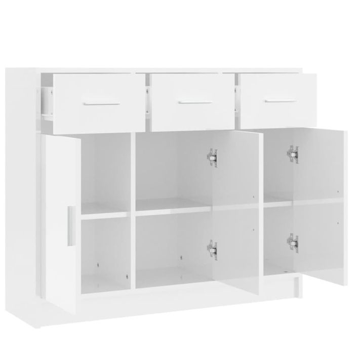 Buffet blanc brillant 91x28x75 cm bois d'ingénierie - Photo n°6