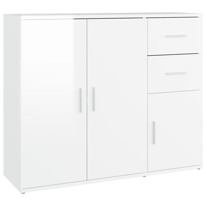 Buffet Blanc brillant 91x29,5x75 cm Bois d'ingénierie - Photo n°1