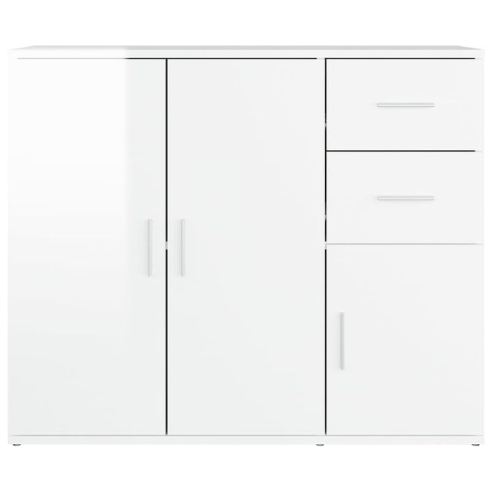 Buffet Blanc brillant 91x29,5x75 cm Bois d'ingénierie - Photo n°6