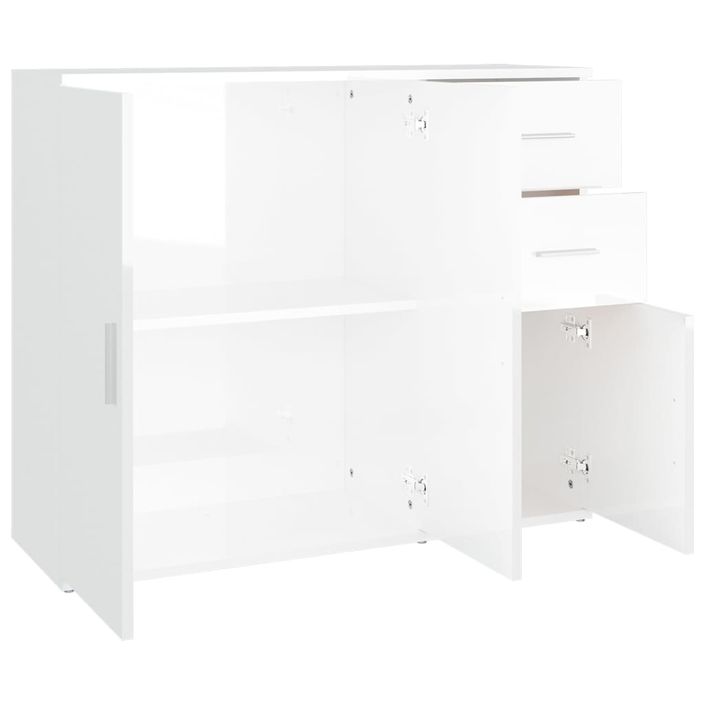 Buffet Blanc brillant 91x29,5x75 cm Bois d'ingénierie - Photo n°8