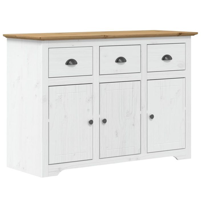 Buffet BODO blanc et marron 115x43x79,5 cm bois massif de pin - Photo n°1