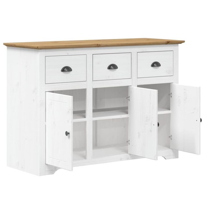 Buffet BODO blanc et marron 115x43x79,5 cm bois massif de pin - Photo n°4