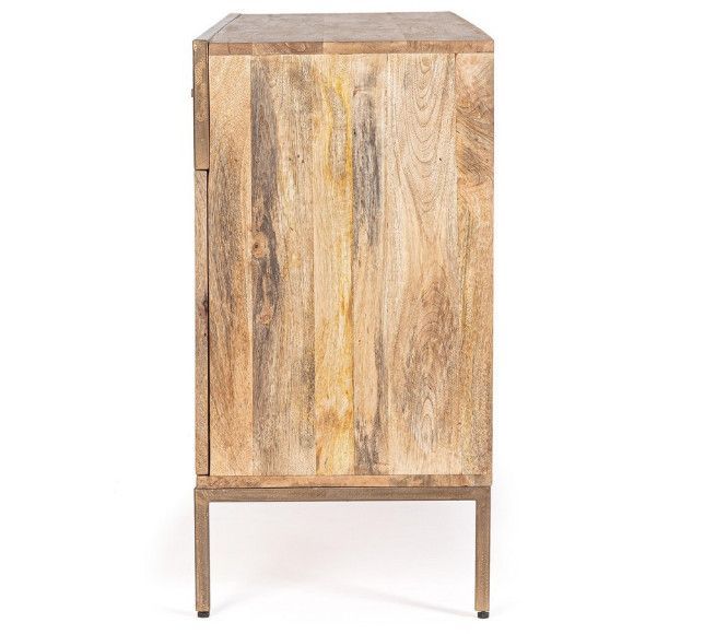 Buffet bois de manguier naturel et pieds acier laiton mat Jonky 175 cm - Photo n°6