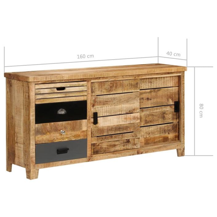 Buffet Bois de manguier solide 160 x 40 x 80 cm - Photo n°12