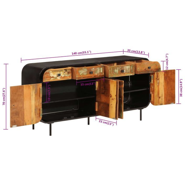 Buffet bois et métal noir 140 cm - Collection Authentique - Photo n°8