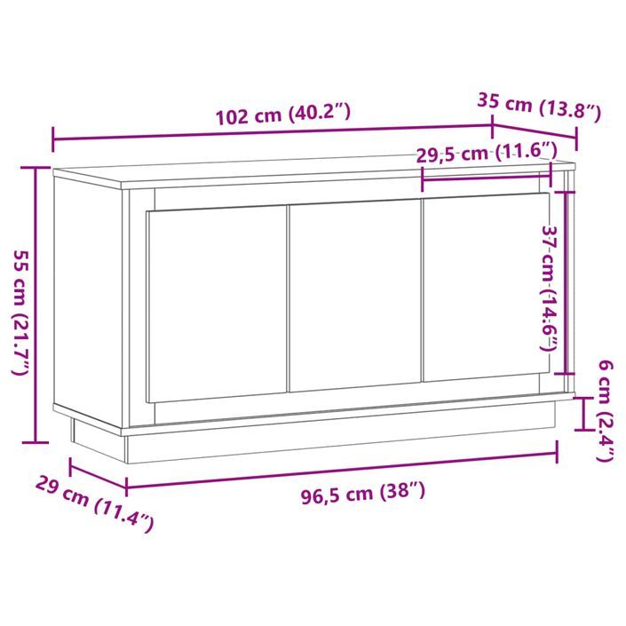 Buffet chêne artisanal 102x35x55 cm bois d'ingénierie - Photo n°8