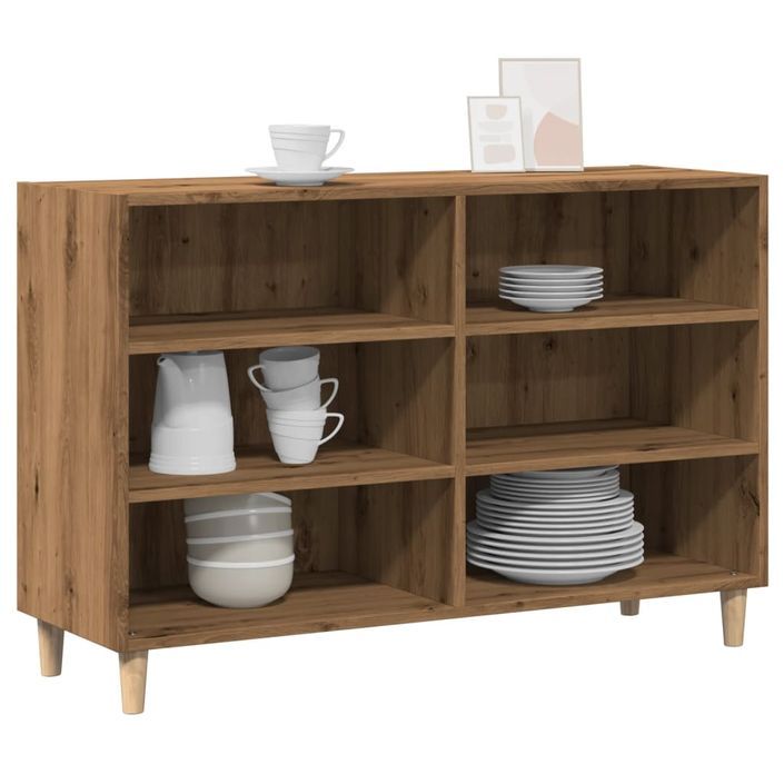 Buffet chêne artisanal 103,5x35x70 cm bois d'ingénierie - Photo n°4