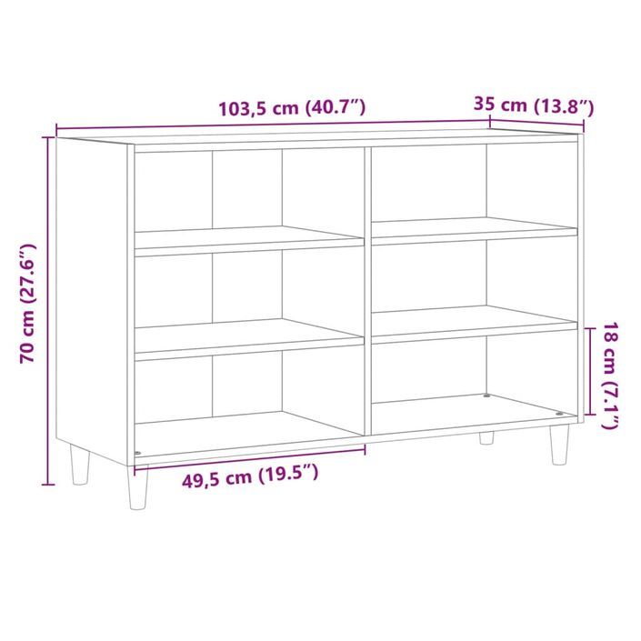 Buffet chêne artisanal 103,5x35x70 cm bois d'ingénierie - Photo n°10