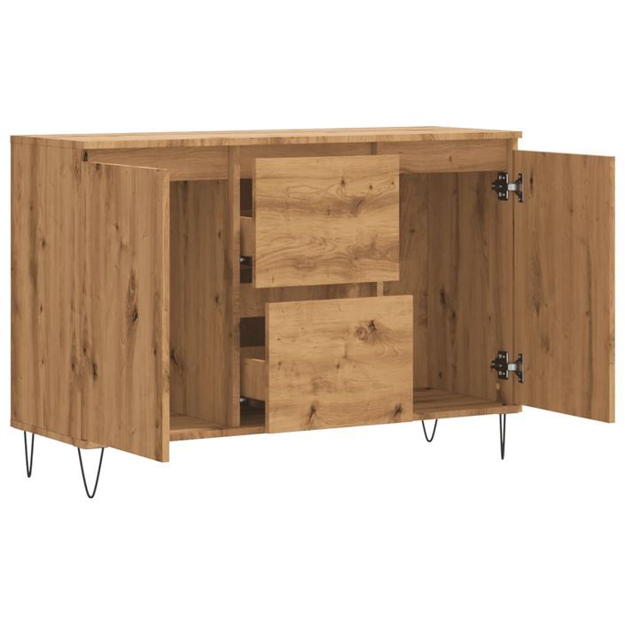 Buffet chêne artisanal 104x35x70 cm bois d'ingénierie - Photo n°7