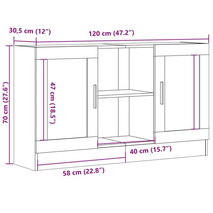 Buffet chêne artisanal 120x30,5x70 cm bois d'ingénierie - Photo n°10