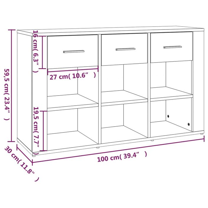 Buffet Chêne fumé 100x30x59,5 cm Bois d'ingénierie - Photo n°10