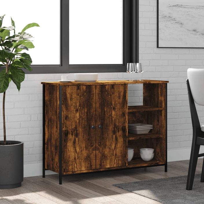 Buffet chêne fumé 100x33x75 cm bois d'ingénierie - Photo n°2